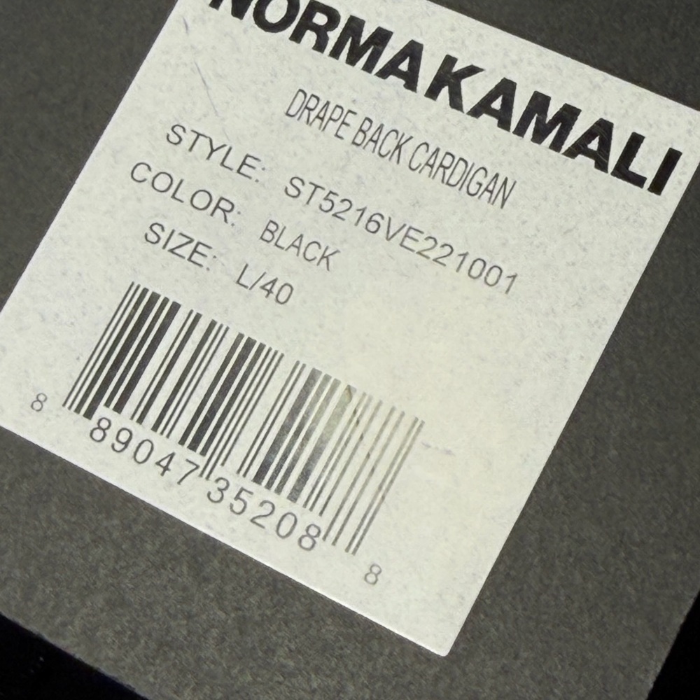 Norma Kamali Drape Back Cardigan in Black Velvet Large NEW - Picture 12 of 12